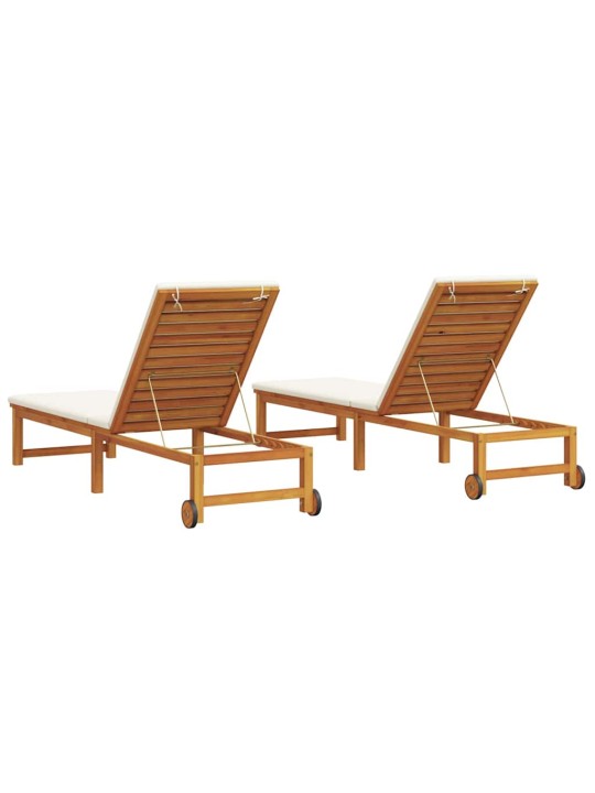 Sauļošanās krēsls ar spilvenu 2 pcs brūna 53 x 202 x 89cm