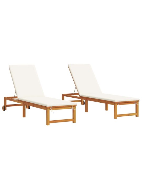 Sauļošanās krēsls ar spilvenu 2 pcs brūna 53 x 202 x 89cm