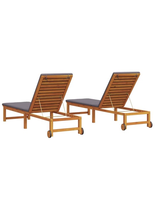 Sauļošanās krēsls ar spilvenu 2 pcs brūna 53 x 202 x 89cm