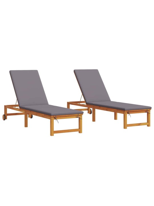 Sauļošanās krēsls ar spilvenu 2 pcs brūna 53 x 202 x 89cm