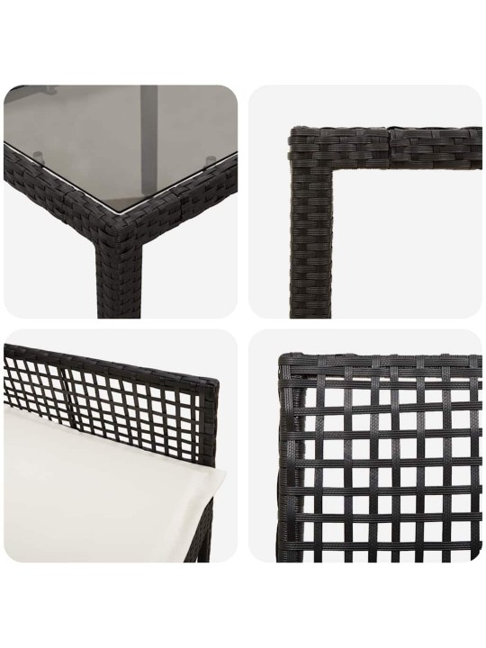 Dārza ēdamgalds 5 pcs melna poliūtu rotangpalma