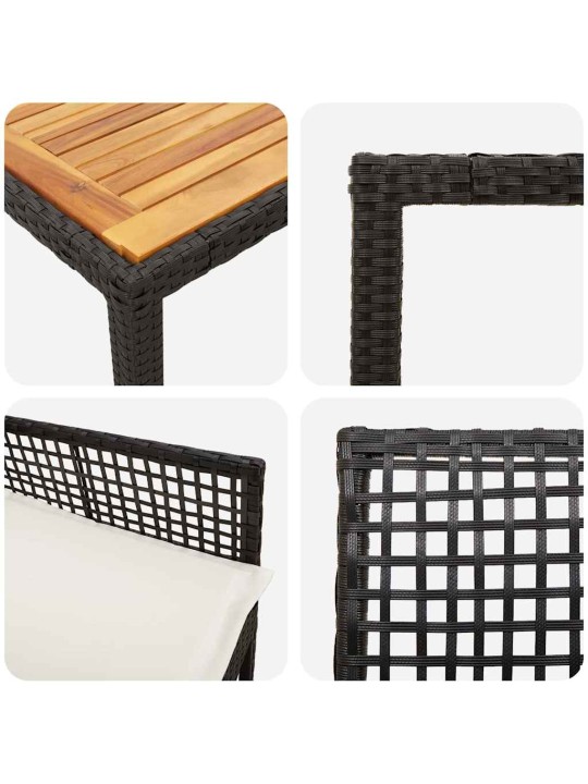 Dārza ēdamgalds 5 pcs melna poliūtu rotangpalma