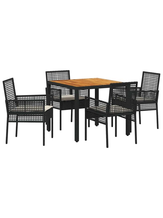 Dārza ēdamgalds 5 pcs melna poliūtu rotangpalma