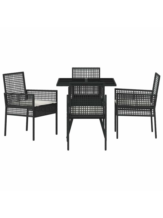 Dārza ēdamgalds 5 pcs melna poliūtu rotangpalma