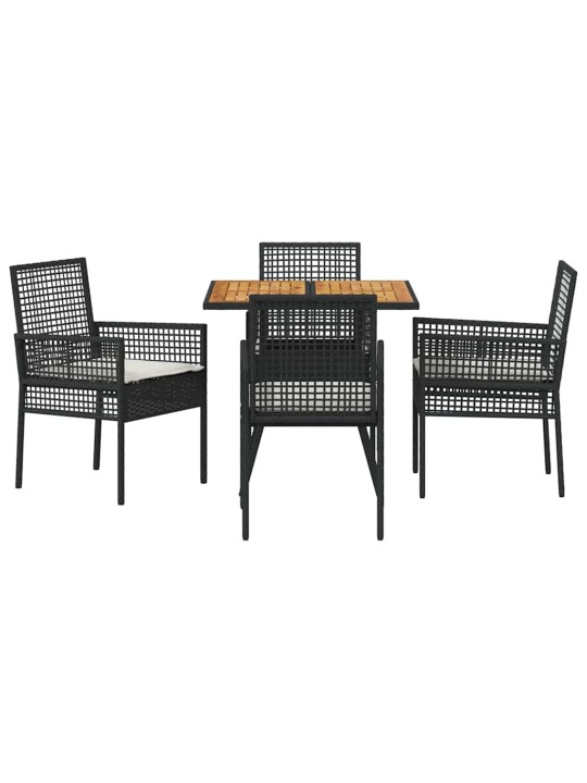 Dārza ēdamgalds 5 pcs melna poliūtu rotangpalma