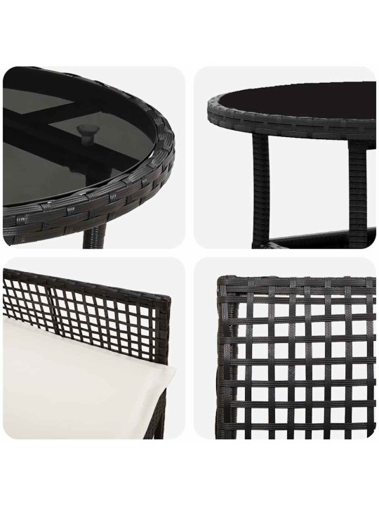 Dārza ēdamgalds 5 pcs melna poliūtu rotangpalma