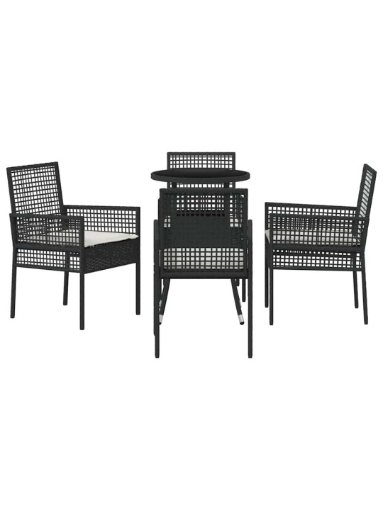 Dārza ēdamgalds 5 pcs melna poliūtu rotangpalma