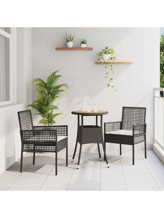 Dārza ēdamgalds 3 pcs melna poliūtu rotangpalma