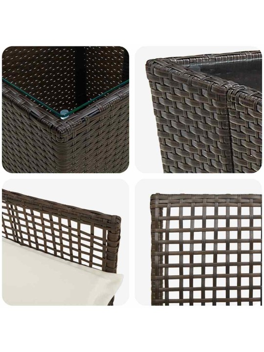 Dārza bistro komplekts 3 pcs brūna poliūtu rotangpalma