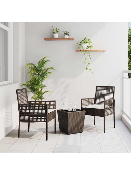Dārza bistro komplekts 3 pcs brūna poliūtu rotangpalma