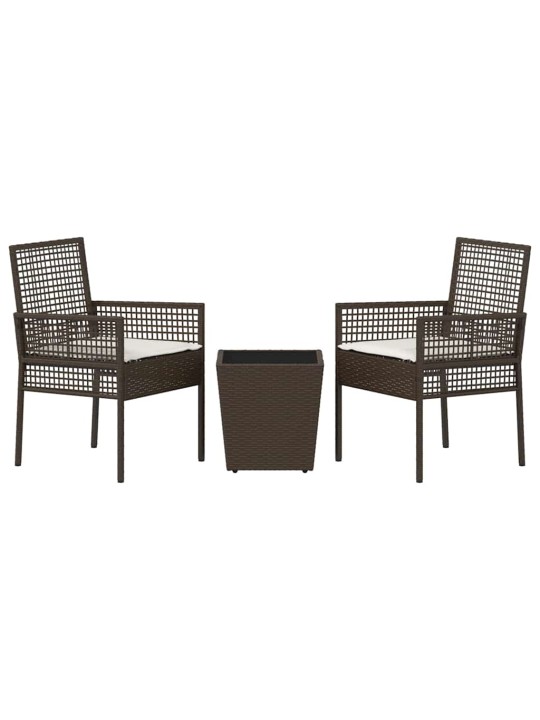 Dārza bistro komplekts 3 pcs brūna poliūtu rotangpalma