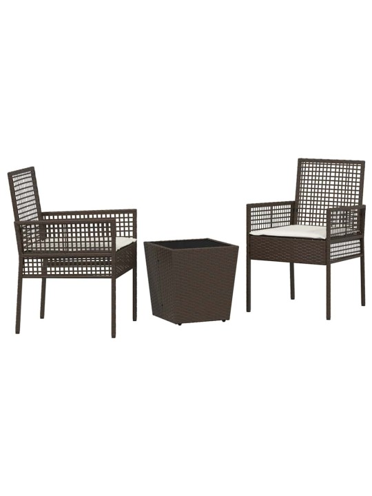 Dārza bistro komplekts 3 pcs brūna poliūtu rotangpalma