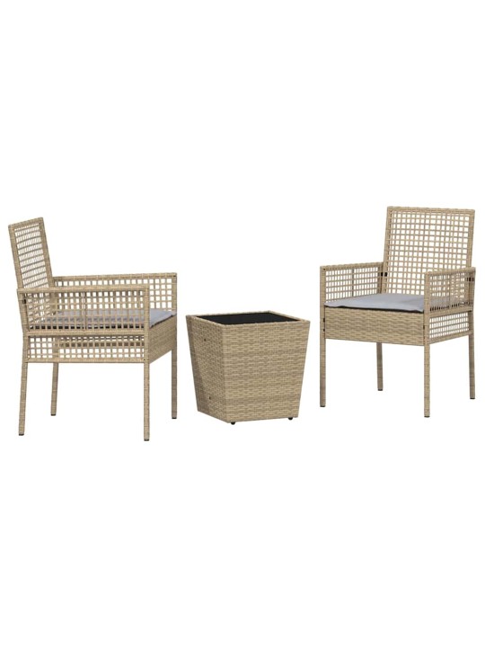 Dārza bistro komplekts 3 pcs bēša poliūtu rotangpalma