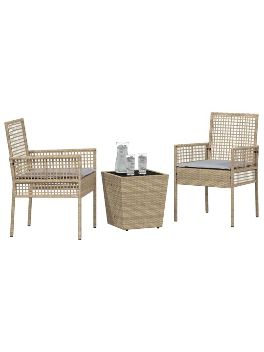 Dārza bistro komplekts 3 pcs bēša poliūtu rotangpalma