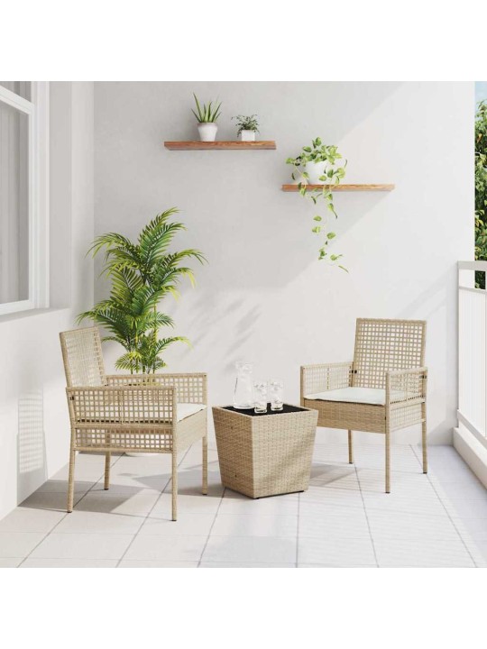 Dārza bistro komplekts 3 pcs bēša poliūtu rotangpalma
