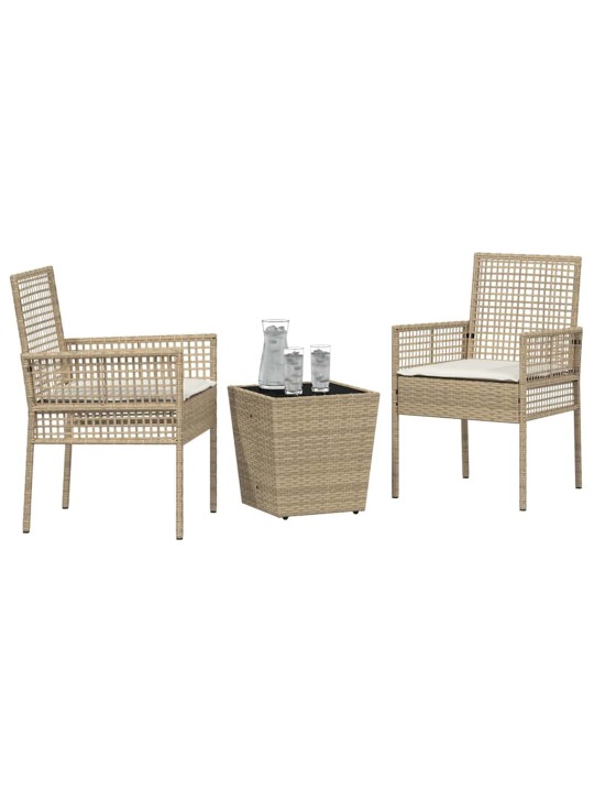 Dārza bistro komplekts 3 pcs bēša poliūtu rotangpalma