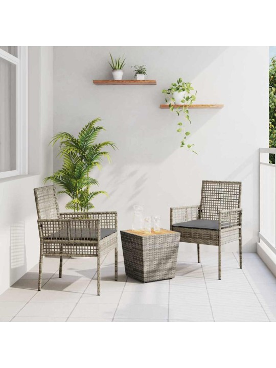 Dārza bistro komplekts 3 pcs pelēka poliūtu rotangpalma