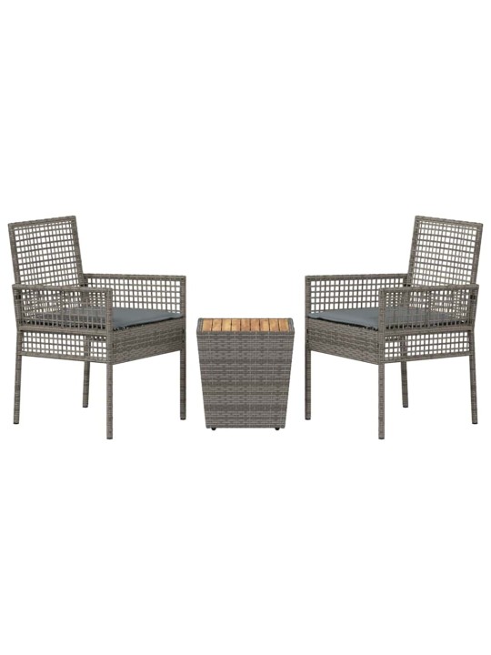 Dārza bistro komplekts 3 pcs pelēka poliūtu rotangpalma