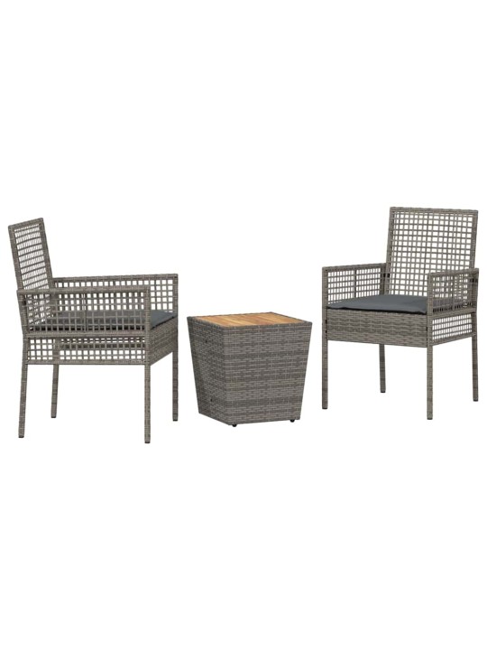 Dārza bistro komplekts 3 pcs pelēka poliūtu rotangpalma