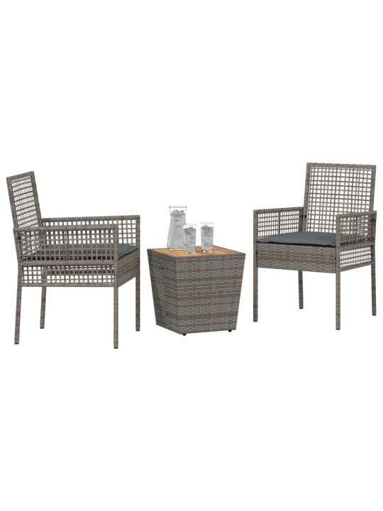 Dārza bistro komplekts 3 pcs pelēka poliūtu rotangpalma
