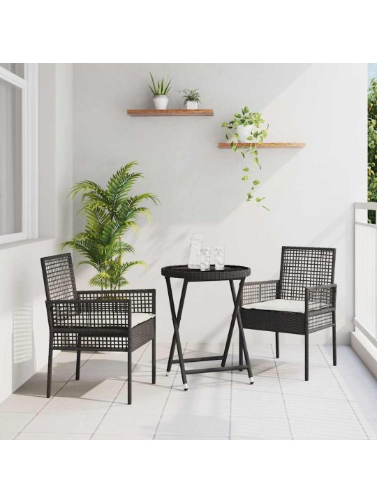 Dārza bistro komplekts 3 pcs melna poliūtu rotangpalma