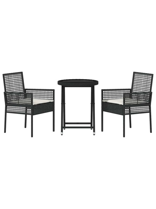 Dārza bistro komplekts 3 pcs melna poliūtu rotangpalma