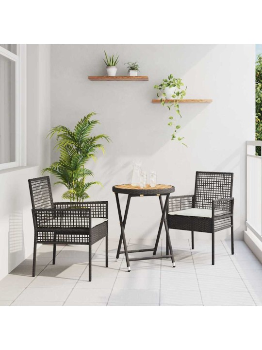 Dārza bistro komplekts 3 pcs melna poliūtu rotangpalma