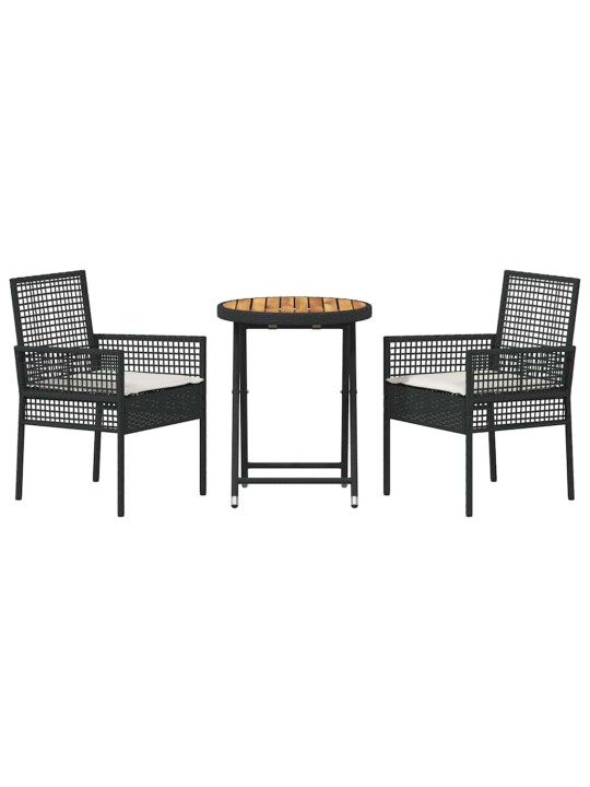 Dārza bistro komplekts 3 pcs melna poliūtu rotangpalma