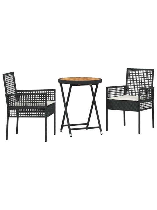 Dārza bistro komplekts 3 pcs melna poliūtu rotangpalma