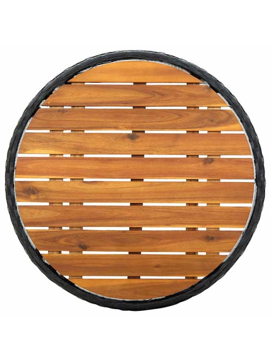 Dārza bistro komplekts 3 pcs melna poliūtu rotangpalma