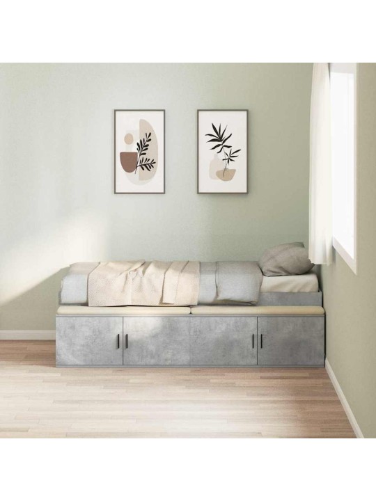 Gultas ar uzglabāšanas vietu betona pelēka 100 x 200 cm