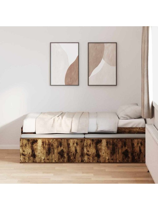 Gultas ar uzglabāšanas vietu dūmakaina ozolkoka 100 x 200 cm