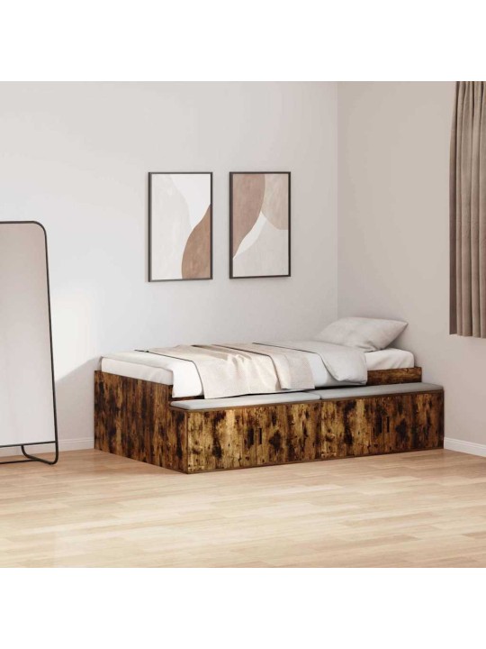Gultas ar uzglabāšanas vietu dūmakaina ozolkoka 100 x 200 cm