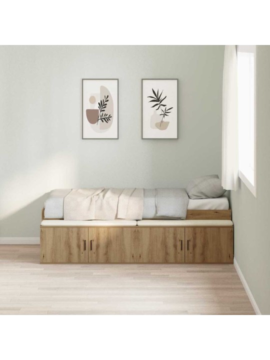 Gultas ar uzglabāšanas vietu amatnieku ozola 100 x 200 cm