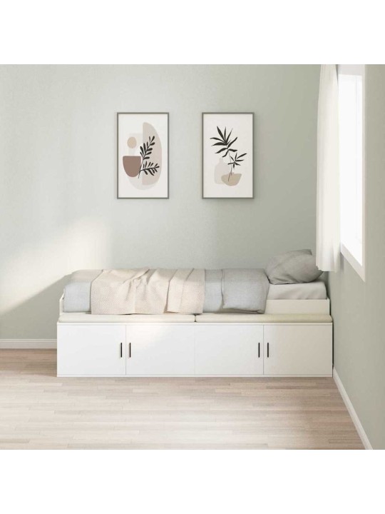 Gultas ar uzglabāšanas vietu ar uzglabāšanu balts 90 x 200 cm