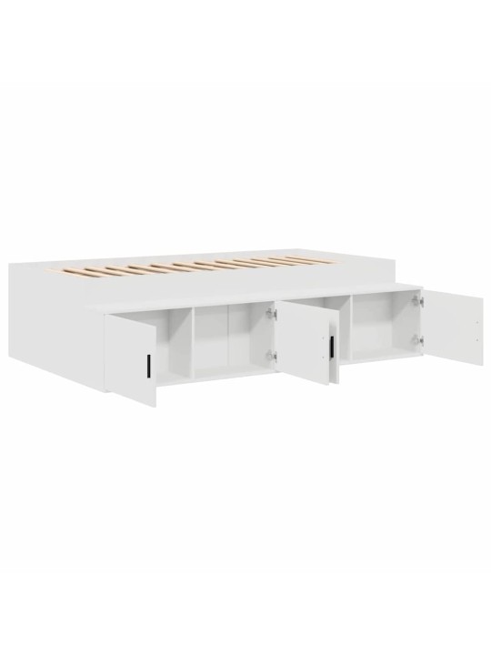 Gultas ar uzglabāšanas vietu ar uzglabāšanu balts 90 x 200 cm