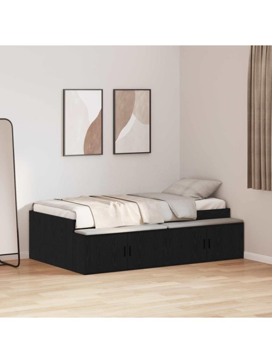 Gultas ar uzglabāšanas vietu melns ozols 90 x 200 cm