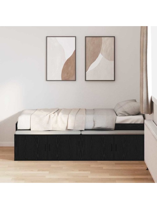 Gultas ar uzglabāšanas vietu melns ozols 90 x 200 cm