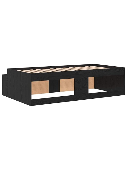 Gultas ar uzglabāšanas vietu melns ozols 90 x 200 cm