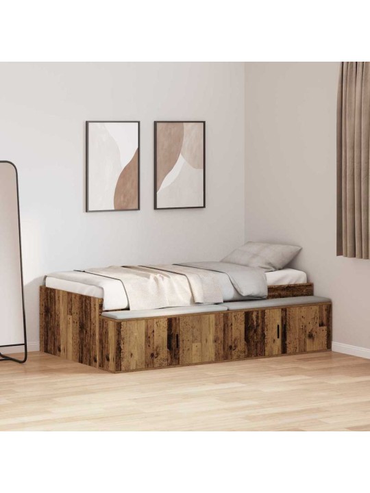 Gultas ar uzglabāšanas vietu vecs koks 90 x 200 cm