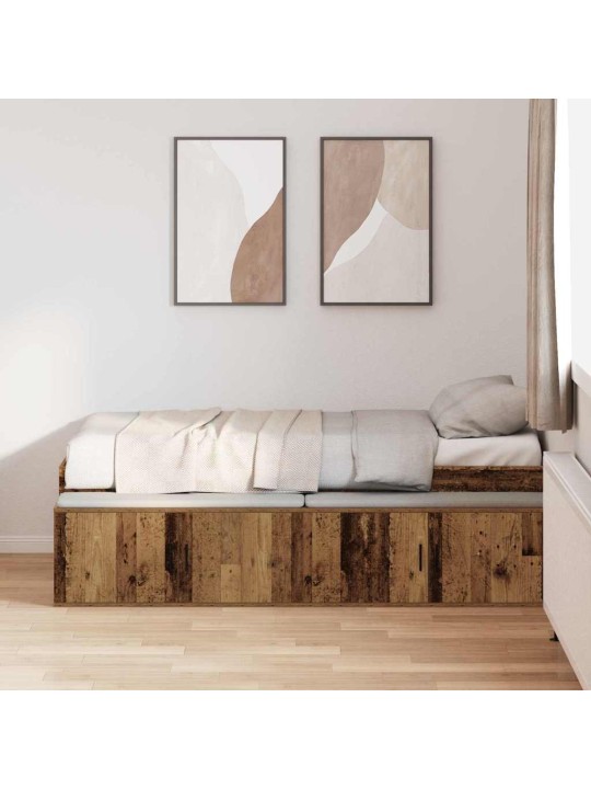 Gultas ar uzglabāšanas vietu vecs koks 90 x 200 cm