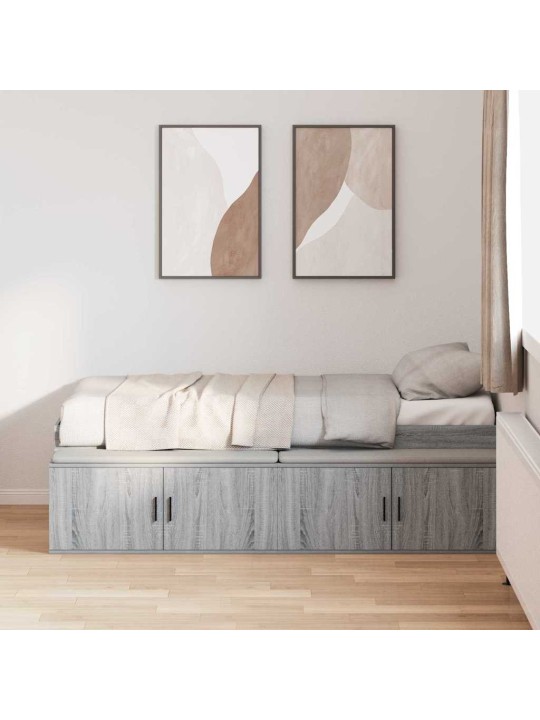 Gultas ar uzglabāšanas vietu pelēka sonomas ozola 90 x 190 cm