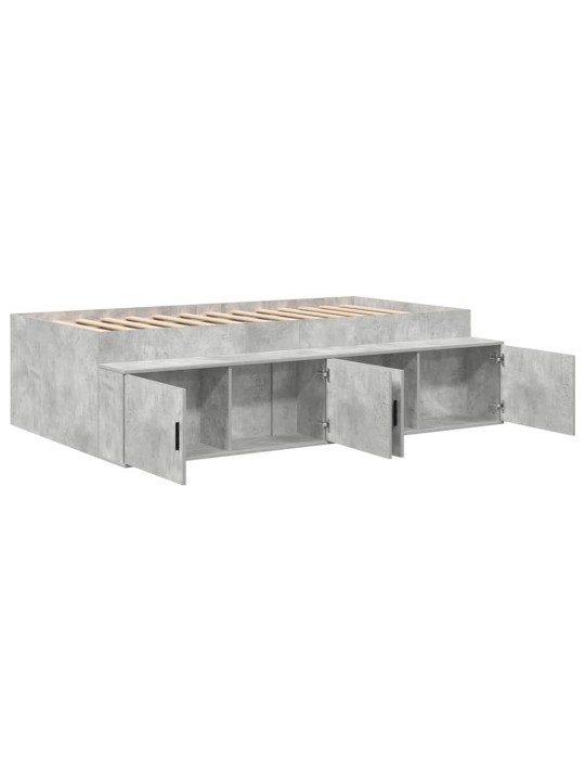 Gultas ar uzglabāšanas vietu betona pelēka 75 x 190 cm