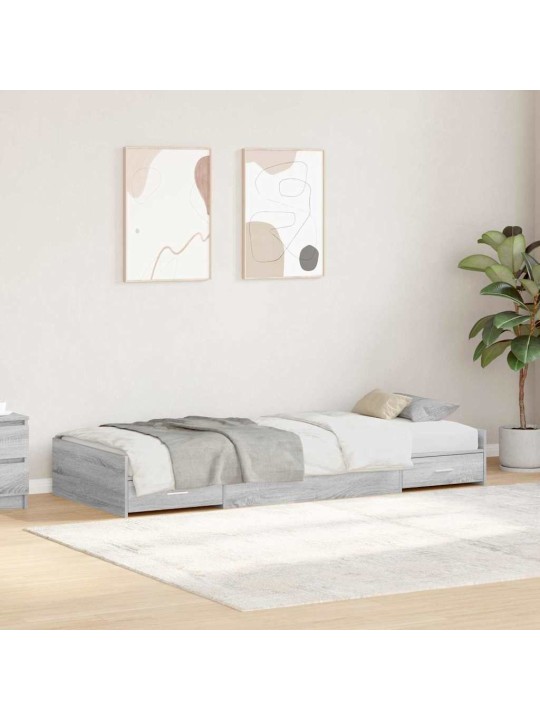Gultas ar uzglabāšanas vietu ar atvilktni pelēks sonoma 100 x 200 cm