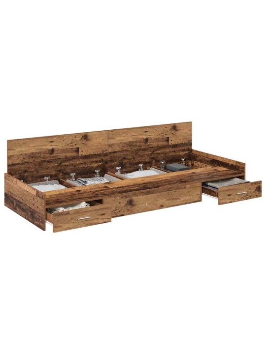 Gultas ar uzglabāšanas vietu vecs koks 100 x 200 cm inženierijas koks