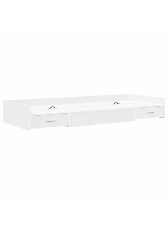 Gultas ar uzglabāšanas vietu balts 90 x 200 cm inženierijas koks