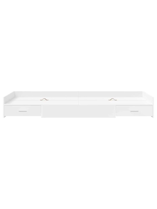 Gultas ar uzglabāšanas vietu balts 80 x 200 cm inženierijas koks
