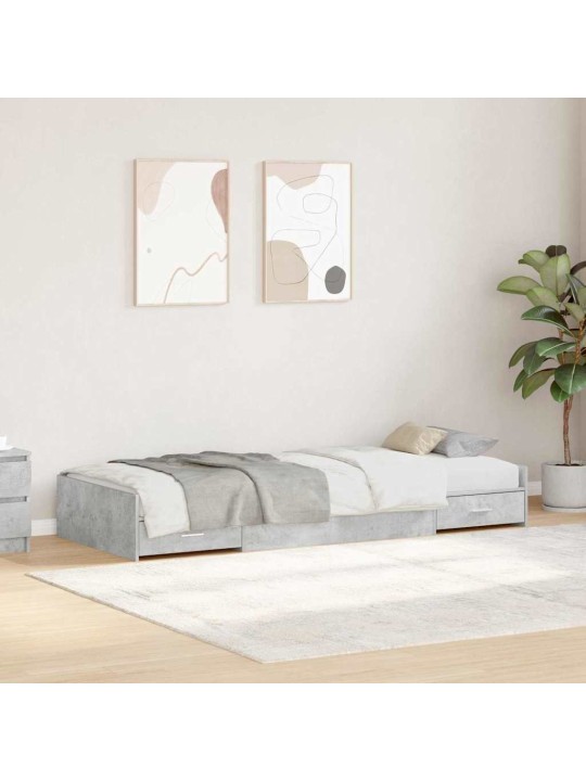 Gultas ar uzglabāšanas vietu ar atvilktni betona pelēks 80 x 200 cm