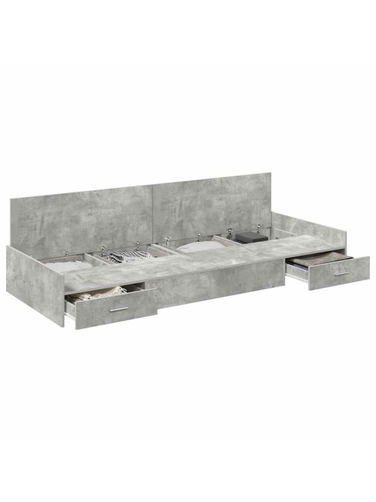 Gultas ar uzglabāšanas vietu ar atvilktni betona pelēks 80 x 200 cm