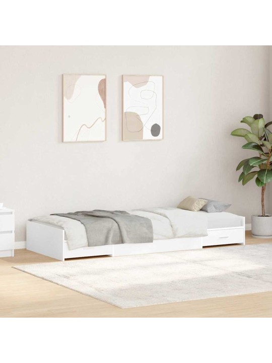 Gultas ar uzglabāšanas vietu balts 75 x 190 cm inženierijas koks